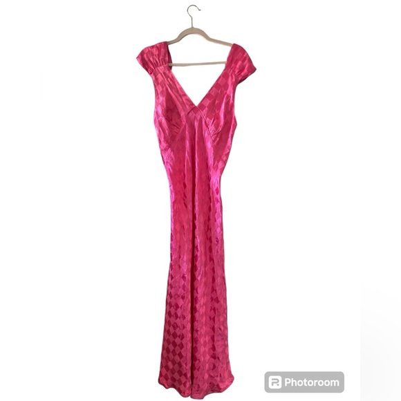 Jen’s Pirate Booty Hot Pink Wavecrest Check Jacquard Maxi Dress Medium - Picture 4 of 8
